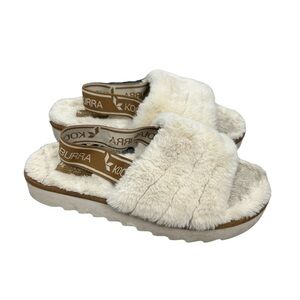 Koolaburra by UGG Sandals Sz 7 EU 38 Adjustable Slide Sandals Fuzz'd Out Natural